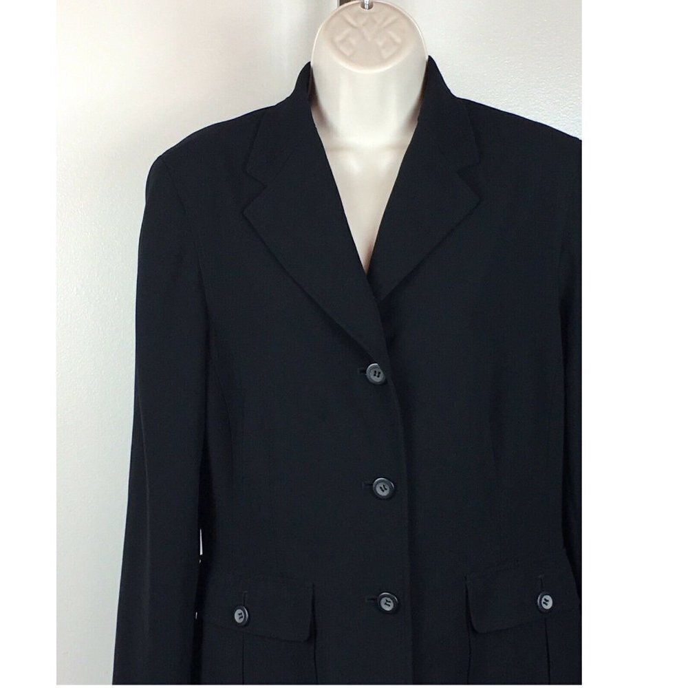New York & Co Black Button Down Coat Size 8 Two Pockets Contemporary - Picture 2 of 8